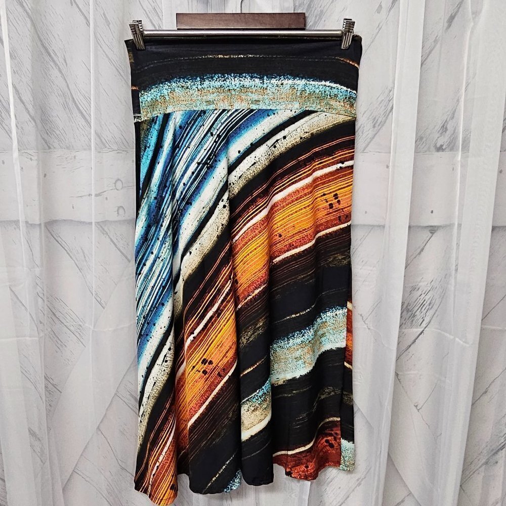 Melissa Paige Skirt Midi Grunge Punk Goth Black Orange PM